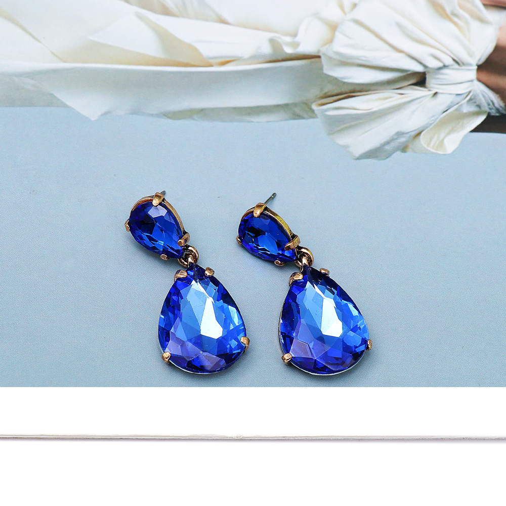 Simple Fashion Simple Alloy Crystal Water Drop Pendant Earrings display picture 3