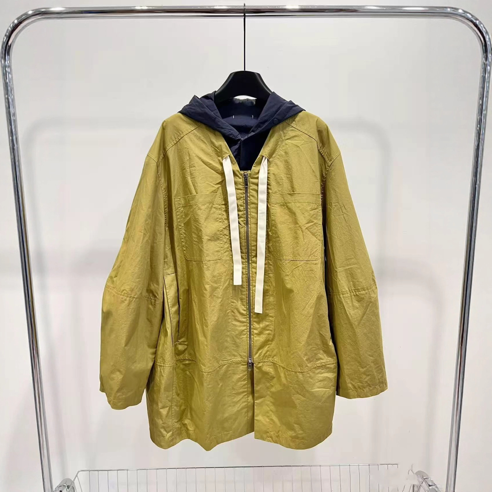 Autumn and Winter Coat French Niche Casual Versatile Two-Piece Set Cocoon-Shaped Hooded Mid-Length Trench Coat Casual Coat for Women