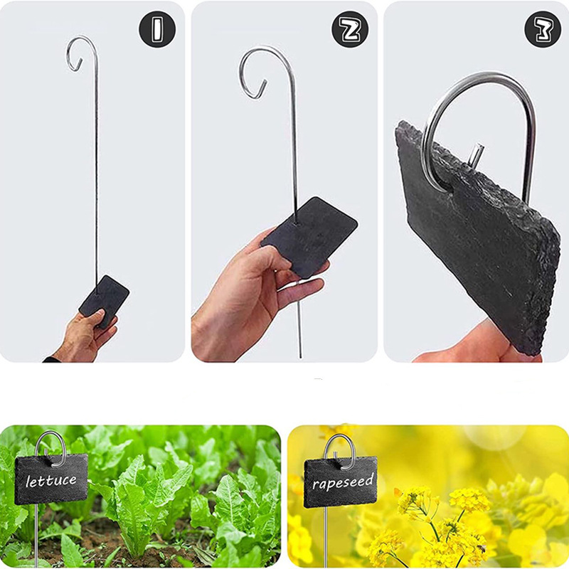 Suministro directo de fábrica de etiquetas de plantas, etiquetas de flores, etiquetas de árboles frutales, letreros de jardín de acero inoxidable, letreros de árboles de pizarra