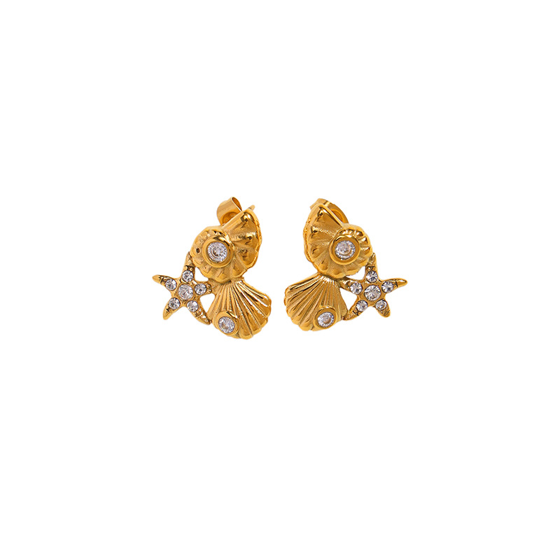 Taina Omei ins elementos marinos conchas estrellas marinas de acero inoxidable pendientes de diamantes para mujeres de alta calidad pendientes transfronterizos