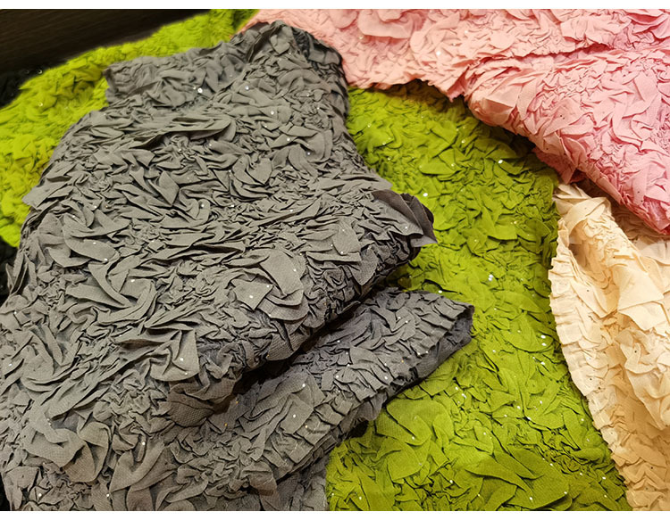 Áo thun ngắn tay nữ cổ tròn xếp li dập nổi kim cương, chất liệu cotton phối polyester, form suông thoải mái, phù hợp đi làm và dạo phố mùa hè — Màu hồng, Màu xanh lá, Màu mơ chi tiết 46