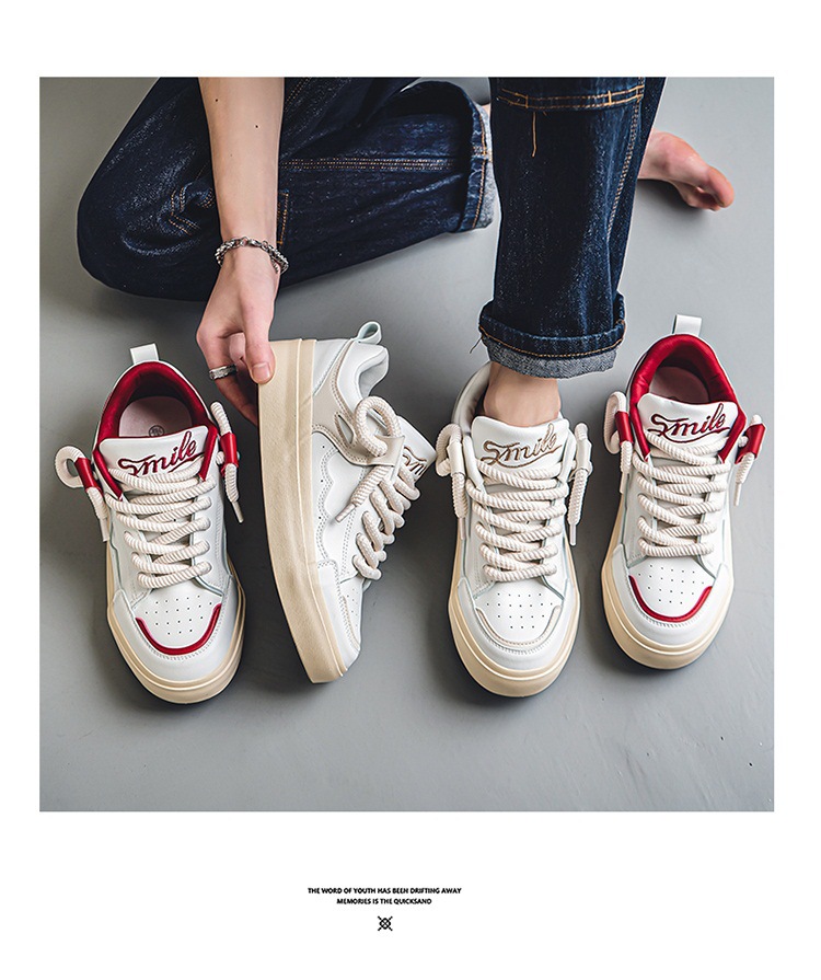 Heiße weiße Schuhe für Herren, sportlich, lässig, Skateboard, dicke Sohlen, Jungen, Nischendesign, trendig_voghion.com