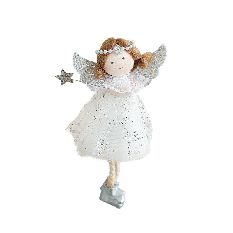 Nuevo de Navidad de peluche cuerno de ciervo ángel chica colgante árbol de Navidad colgante muñeca creativa decoración muñeca colgante