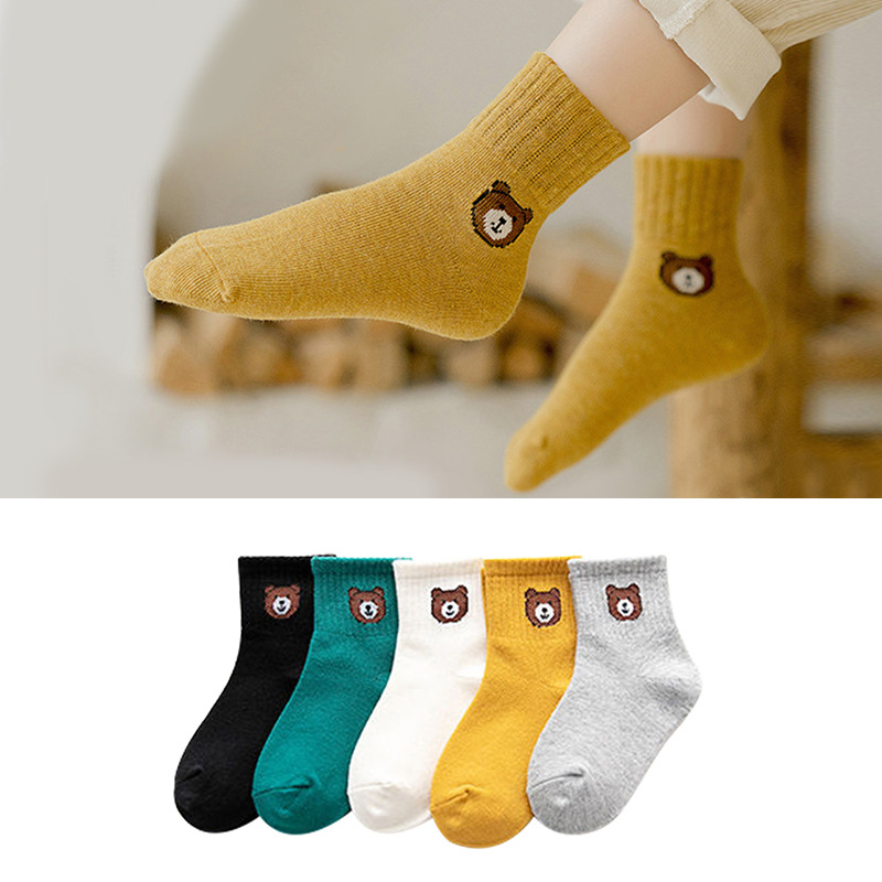 Kid's Socks Children Tube Socks Spring and Summer Tide Mid-Calf Length College Style Two Bars All-Matching Striped Students Autumn and Winter Sports Long Socks