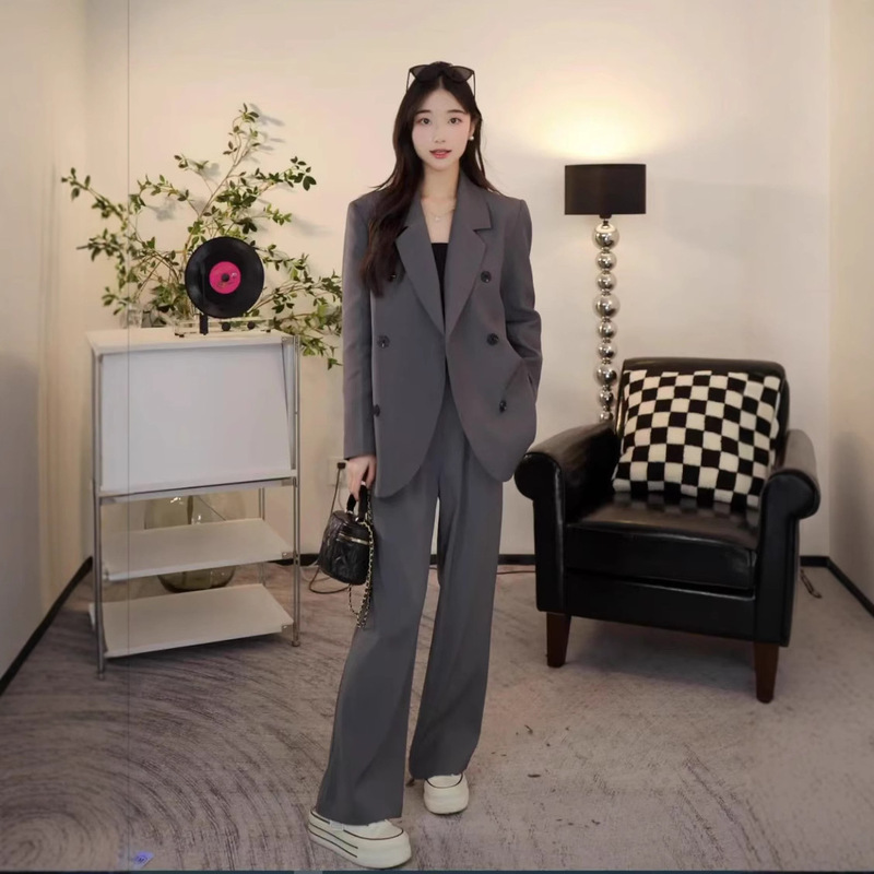 Korean Style Elegant Suit Women's High-End Casual Style Slim Wide-Leg Business Jacket 2025 Spring New Style