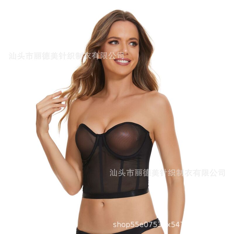 European and American Ladies Wedding Intimates Transparent Unpadded Vest See-through Mesh Women's Sexy Corset Wedding Intimates