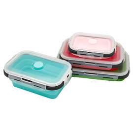 微波炉硅胶便当盒折叠饭盒冰箱收纳盒保鲜盒套装塑料保温餐盒便携