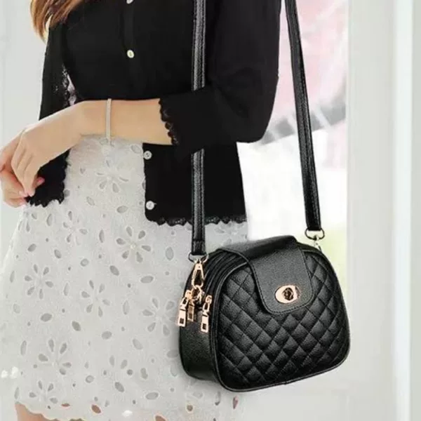 Three-Layer Quilted 2025 Fashionable Women's Cross-Body Small Bag Classic Women's Bag Spring and Summer Women's Shoulder Black Small Bag Women's Model
