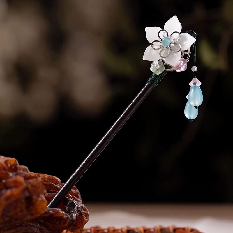 Flor antigua horquilla con flecos para mujer nueva horquilla de pelo moderno chino simple Hanfu cheongsam horquilla tocado paso a paso