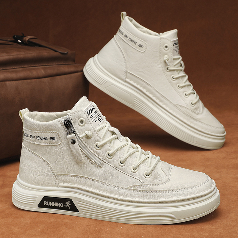 Zapatos casuales de estilo inglés de primavera para hombres, zapatos casuales comerciales de color sólido, nuevos zapatos de skate elásticos