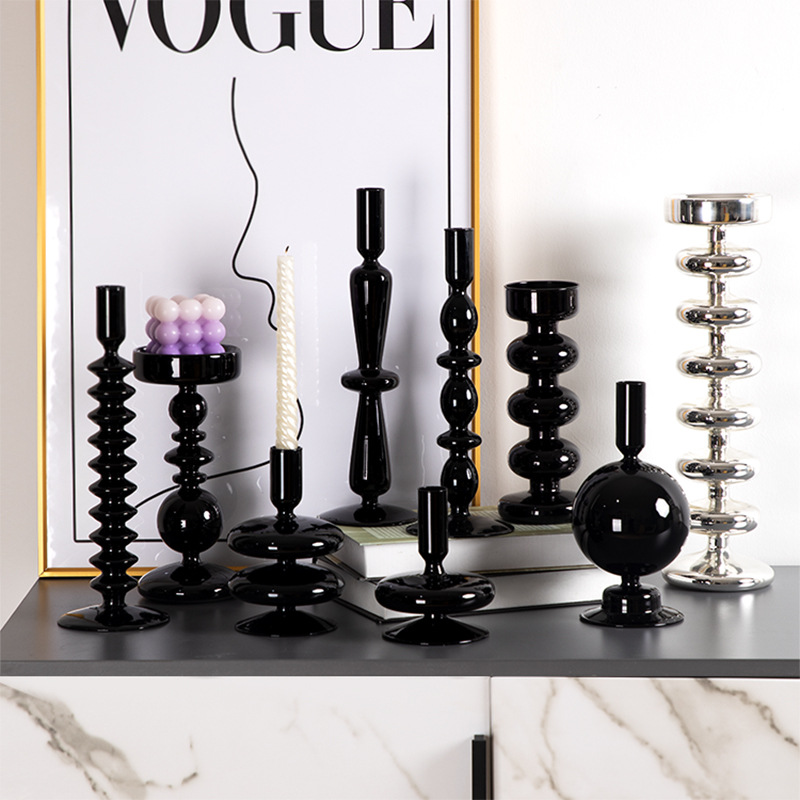 Simple retro estilo francés antiguo vela de cristal candelabro decoración de escritorio candelabro de cristal