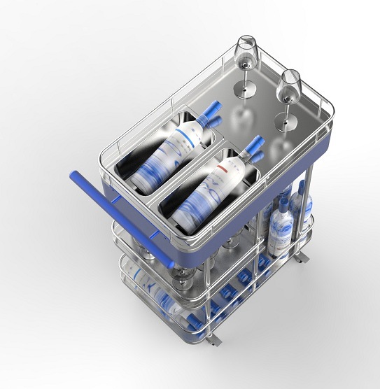 新型酒吧KTV高颜值不锈钢移动推车