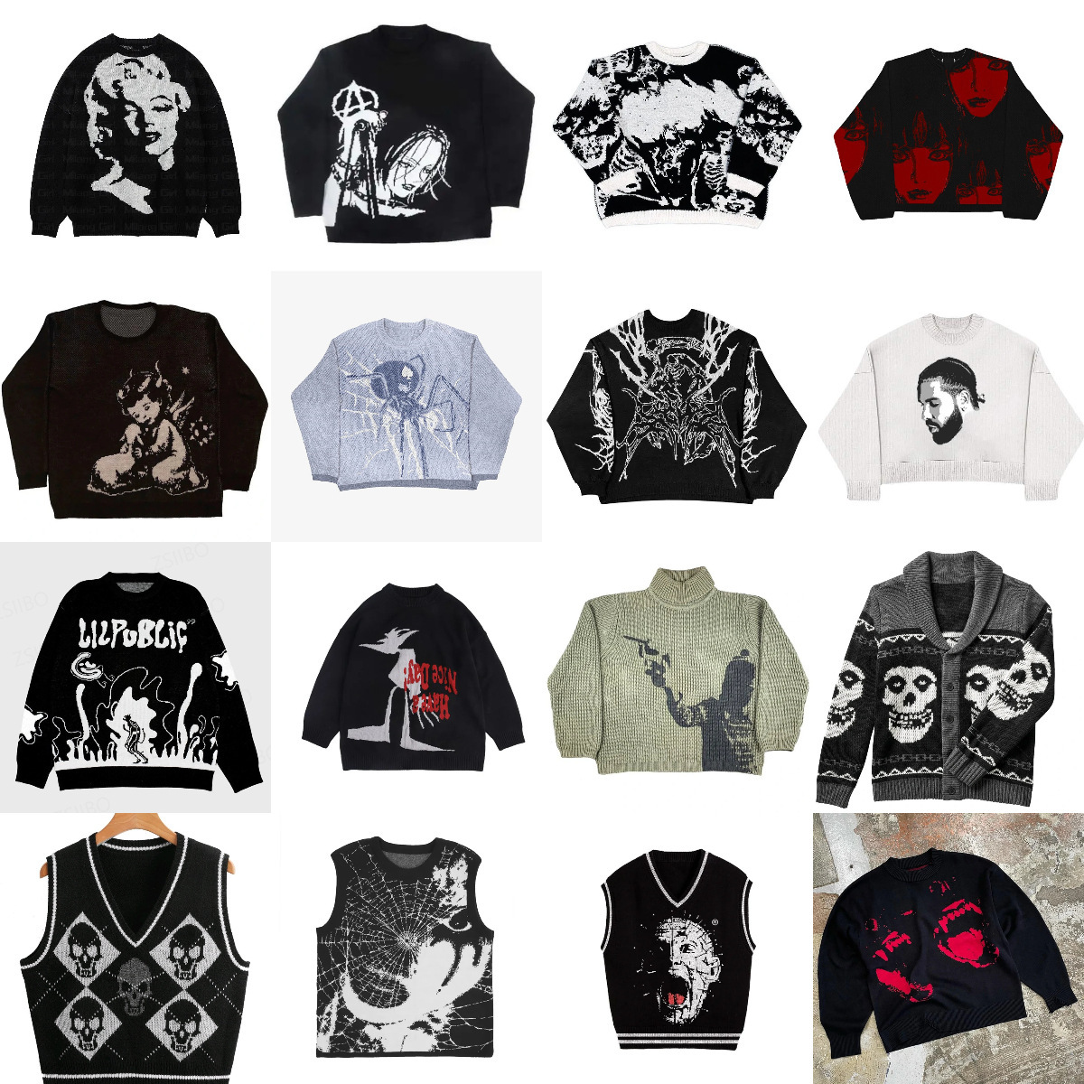 Europa y América transfronteriza 2025 otoño e invierno transfronterizo jersey moda personalidad jacquard calle holgado suéter de moda al por mayor