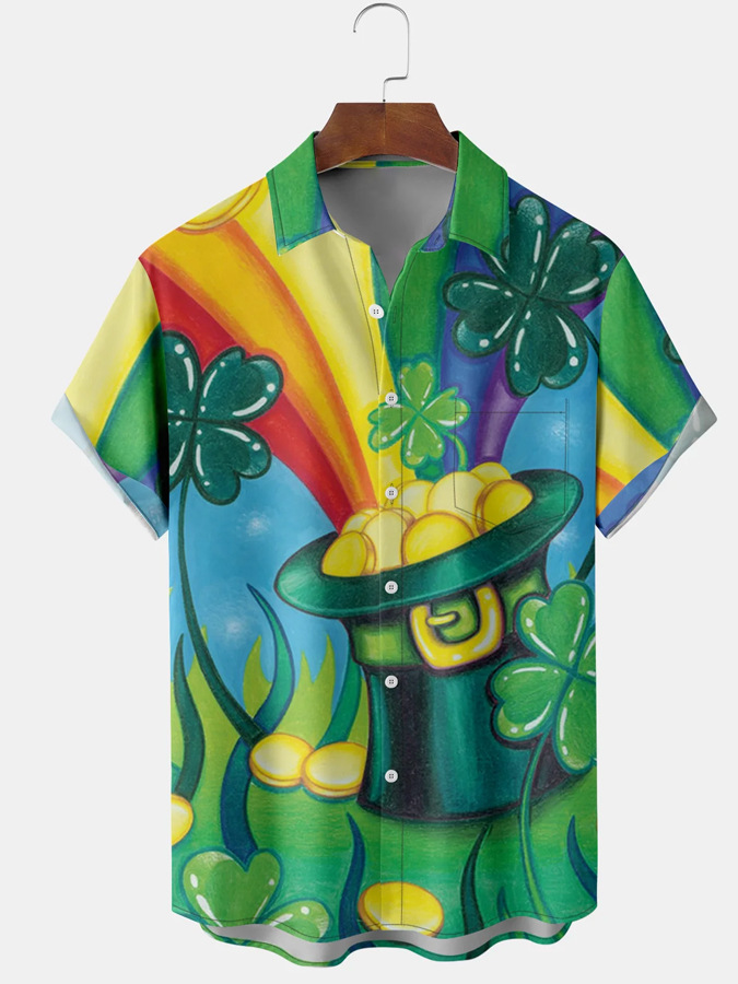 2025 nuevo estilo comercio exterior transfronterizo elemento creativo camisa 3D impresión digital tendencia suelta camisa de manga corta top de hombre