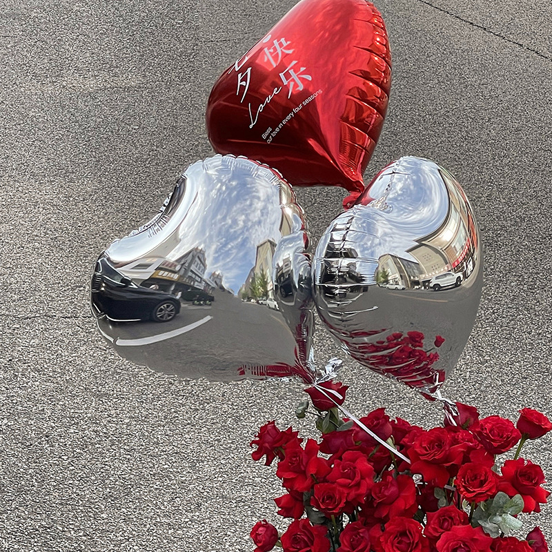 Globo de aluminio con forma de corazón para ramos, globo de aluminio con forma de corazón de 18 pulgadas, caja de regalo para globos de amor, material de embalaje para arreglos florales en ramos, venta al por mayor.