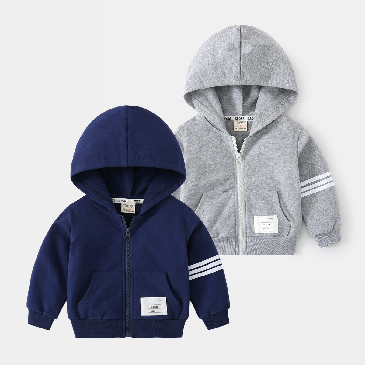 Demi-season hoody for boys with zipper