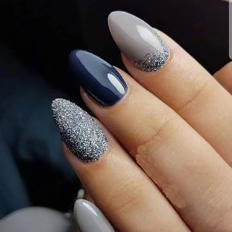 Phototherapy advanced texture European and American wear nail gray glitter fake nail ins Wind Net red same style nail patch