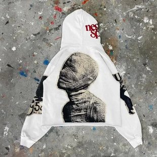 New American Y2K Mummy Print Loose Hoodie Men's and Women's Same Style Gothic All-match Hooded Sweatshirt