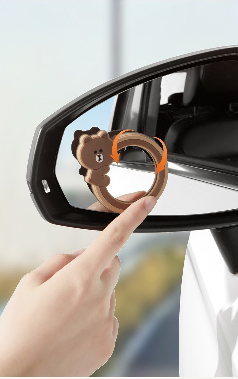 360-Degree Ultra-Clear Wide-Angle Car Rearview Mirror Small Round Mirror Reversing Blind Spot Auxiliary Mirror Reflective Mirror Cartoon Observation Mirror