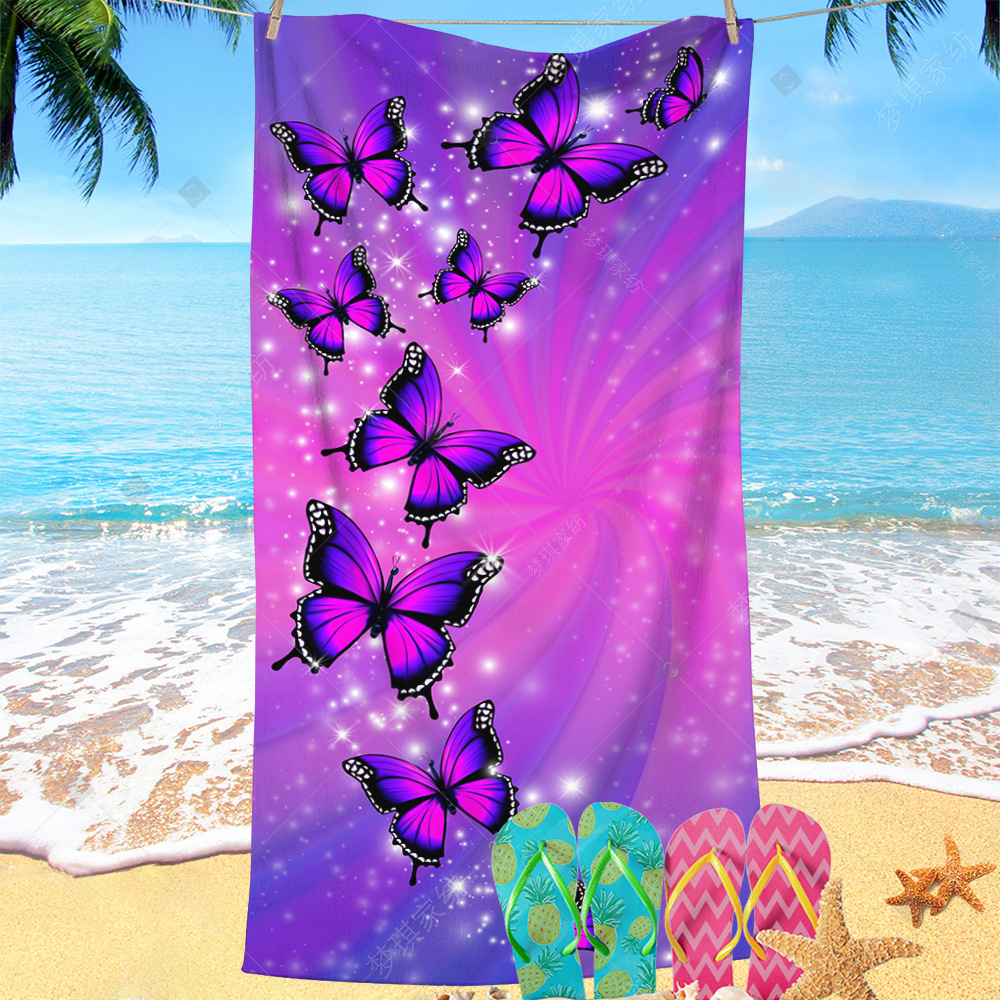 Toalla de playa de microfibra caliente de Amazon Toalla de baño absorbente de mariposa súper grande transfronteriza Towel engrosado