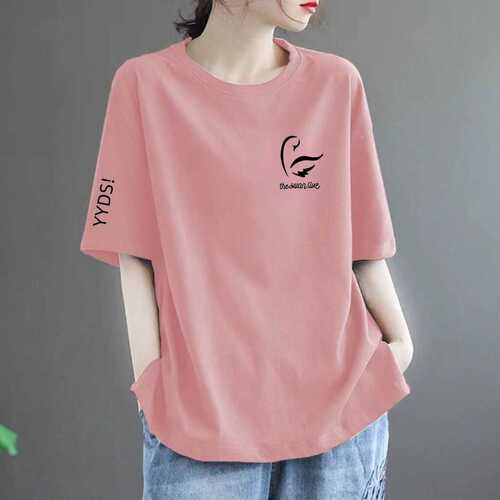 Women's Short Sleeve T-Shirt 2024 New Summer Fashion Casual Loose Slimming Youthful Plus Size Large Code Top T-Shirt
