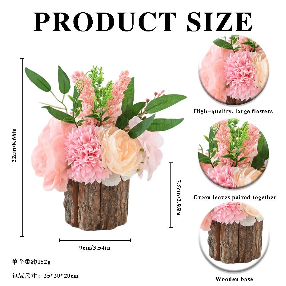 Día de San Valentín simulación de peonía bola crisântemo verde plantación en maceta muelle decorativa decoración de escritorio para el hogar Navidad transfronteriza