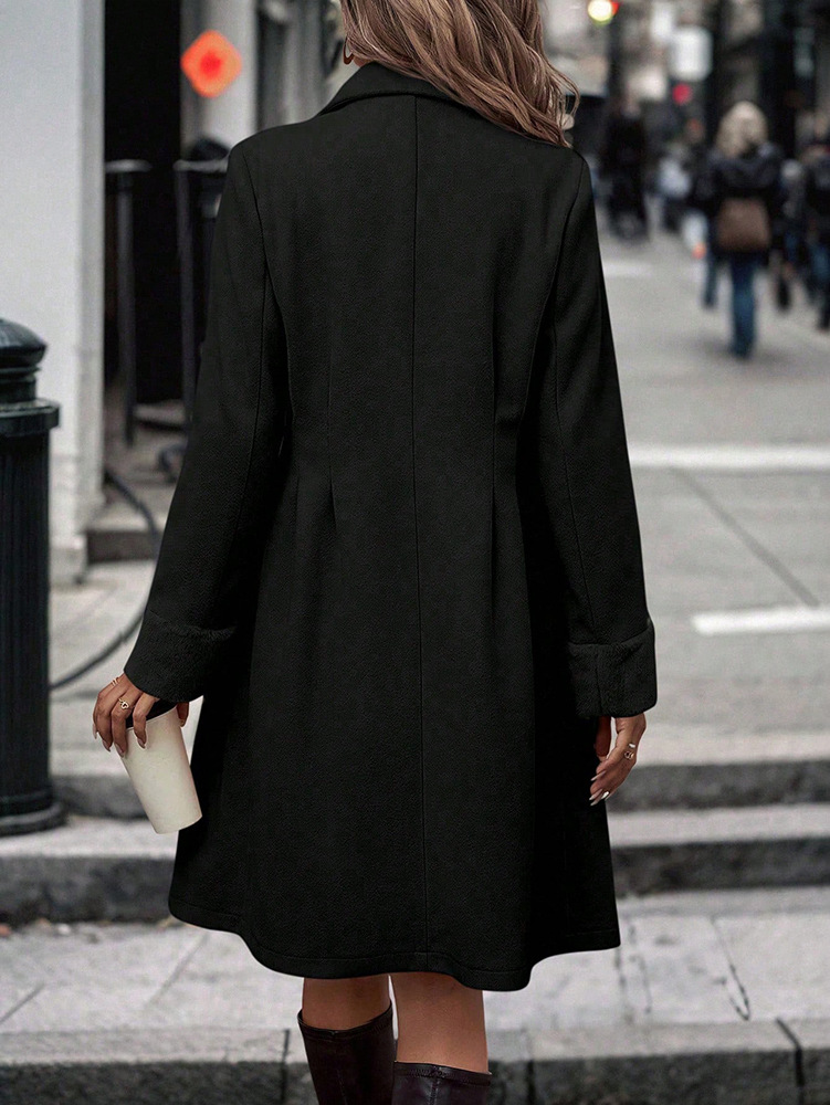 Gabardina de mezcla de lana a medida: abrigo de mujer de largo medio con cinturón y solapa con muesca (tallas XS-XL, poliéster-spandex, colores personalizados)_voghion.com