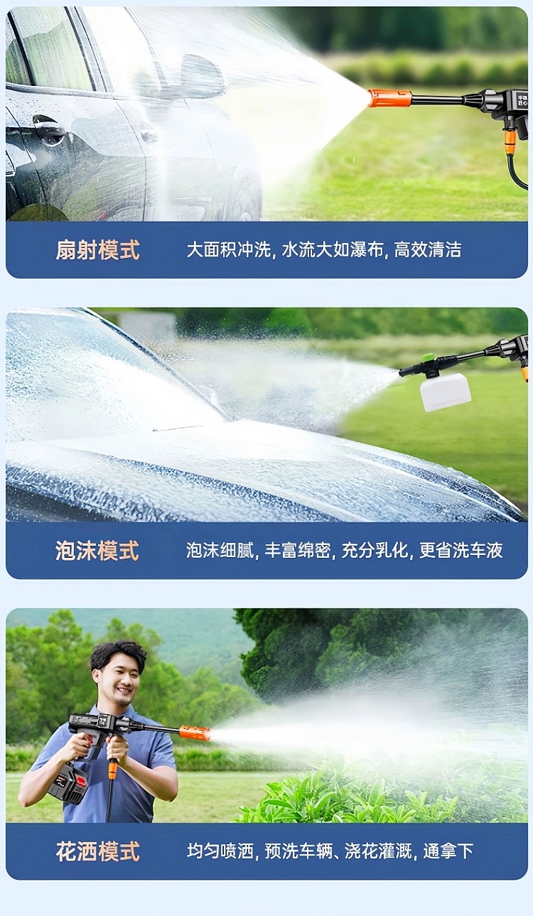 2025 new household wireless car washing machine electric powerful cleaning water gun high pressure water gun high pressure car washing spray gun