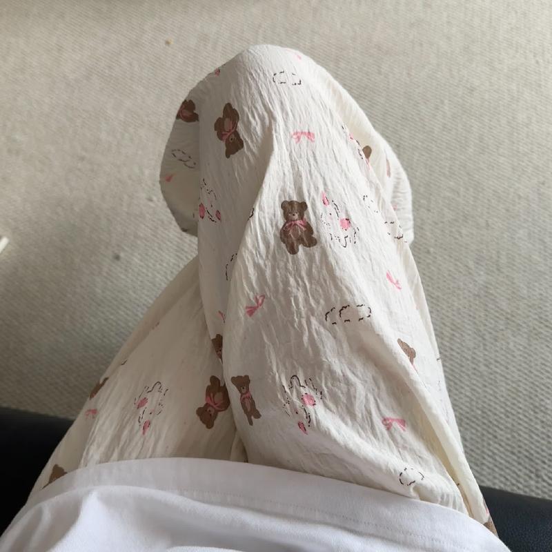 Primavera y verano · Pantalones de pijama casuales para mujeres pantalones a prueba de mosquitos rojos en línea 2025 nuevos pantalones caseros para llevar