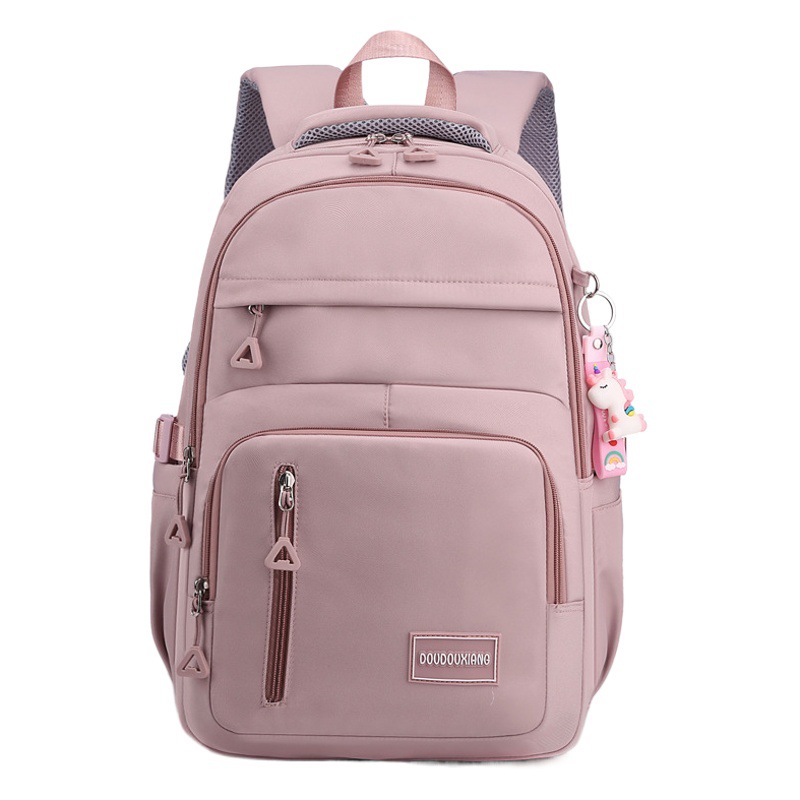 New Large-Capacity Solid Color Casual Backpack for Middle and High School Students, Multi-Compartment Travel Bag, Trendy School Bag