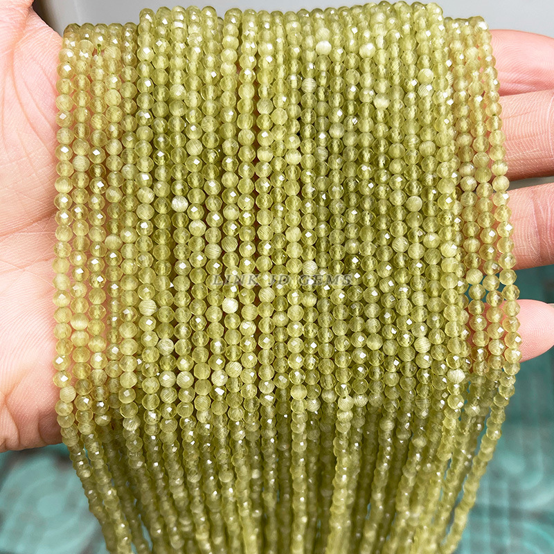 Cut surface olive green cat eye stone
