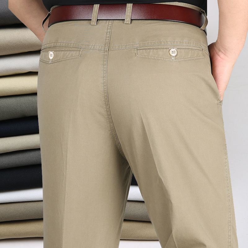 Summer Thin Men's Casual Pants High-Waisted Loose Pure Cotton Middle-Aged Men's Pants Business Straight Large Size Men's Trousers Summer Thin Men's Casual Pants High-Waisted Loose Pure Cotton Middle-Aged Men's Pants Business Straight Large Size Men's Trousers