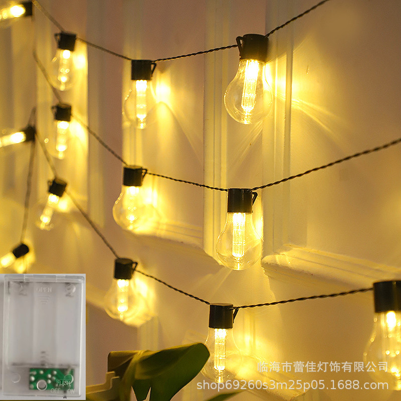 Nuevas luces de cadena solares Edison para exteriores, decoración navideña para patio, camping, luces LED de cadena