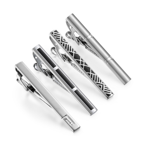 Deli Men's Silver Tie Clip Set Business Formal Tie Clip Black Simple Tie Clip Amazon AliExpress 