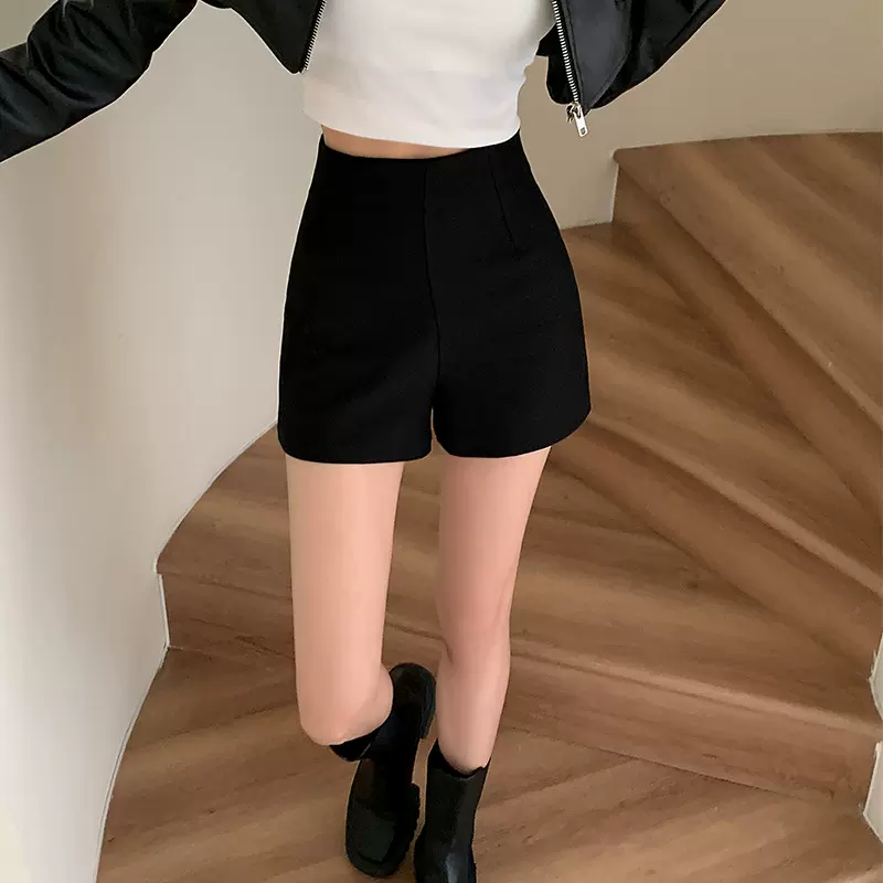 短裤女2025年春夏新款高腰黑色打底百搭外穿紧身显瘦性感a字热裤