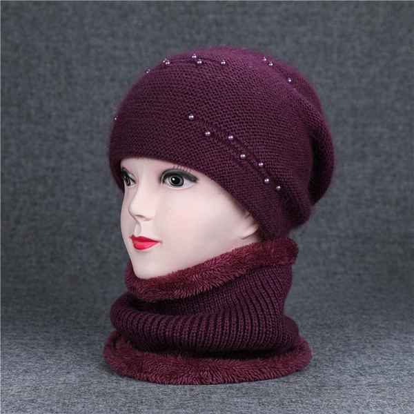Burgundy hat, scarf