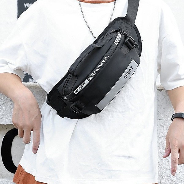 Factory direct new fashion outdoor waist bag running close-fitting waist bag reflective strip chest bag anti-theft mobile phone cash register bag