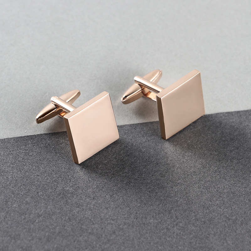 New Three Color Square Plated Smooth Metal Business Men's Cufflinks Fashionable And Simple French Shirt Cufflinks_voghion.com