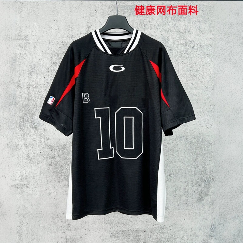 SS26 early autumn new collection: No. 10 logo letter design, mesh fabric, color-blocked, loose-fitting, drop-shoulder, couple's short-sleeve T-shirt