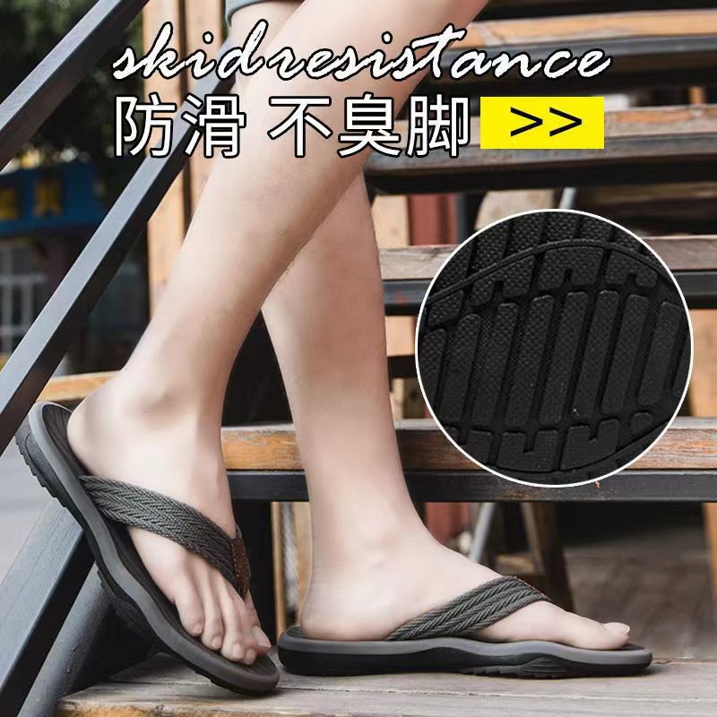 Chanclas de verano para hombre con suela gruesa para uso al aire libre, sandalias tipo thong con suela de goma de estilo coreano, modernas y únicas, adecuadas para uso al aire libre.