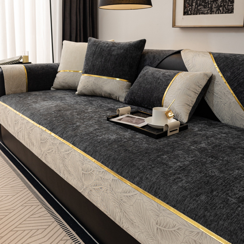 Luksuriøst skridsikkert sofabetræk i chenille nordisk stil_voghion.com