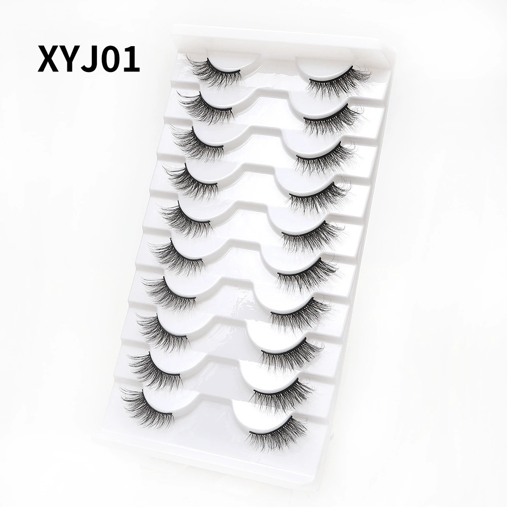 Плотные завитые наращенные ресницы, стиль кошачий глаз, 10 пар, Natural Volume