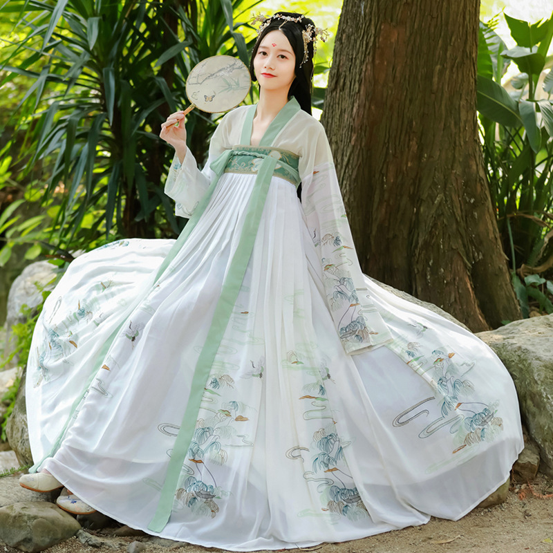 Original View Mountain Stream Traditional Hanfu Big Sleeve Shirt Retro Waist-length Confucian Skirt Hanfu Women's Chinese-style Pair Long Clothes