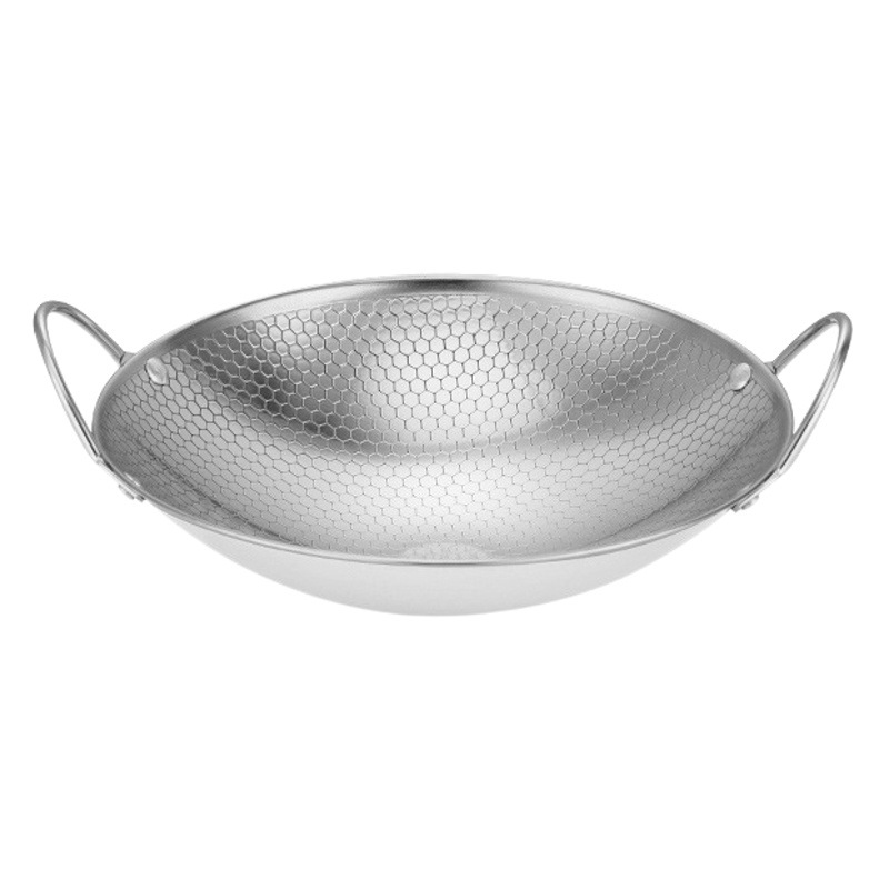 Stainless Steel Pot Dry Pot Seafood Wok Hotel Commercial Alcohol Stove Thickened Honeycomb Small Hot Pot Flat Bottom Bar Ding
