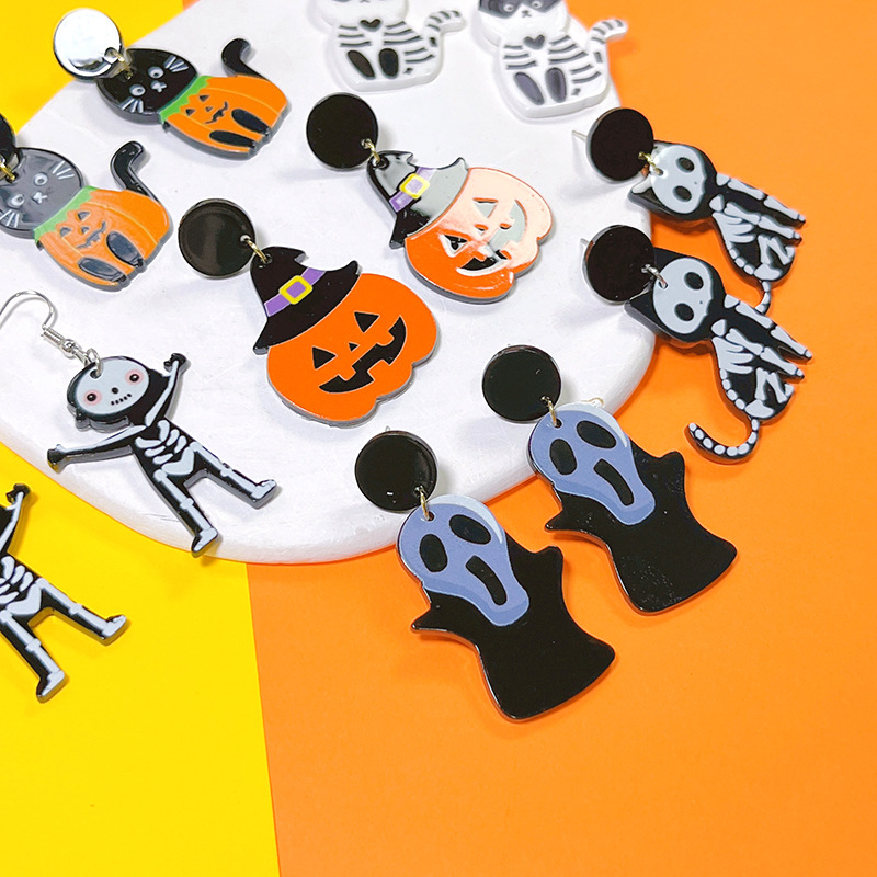 Casual, Daily, Party Occasion 1 Pair Hip-hop Streetwear Halloween Pattern Arylic Drop Earrings