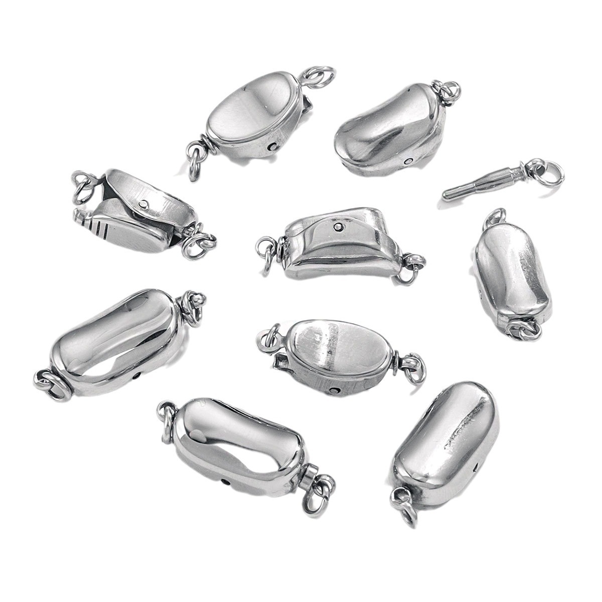 Botón de lingote de acero de titanio Pulsera de maní de acero inoxidable Botón pulido fino Botón de guisante Accesorios de joyería de bricolaje Gota de agua europea y americana