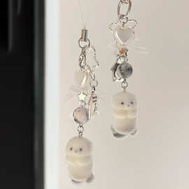 爱的小海豹可爱植绒手机挂件挂绳钥匙扣包包相机挂绳百搭简约小众