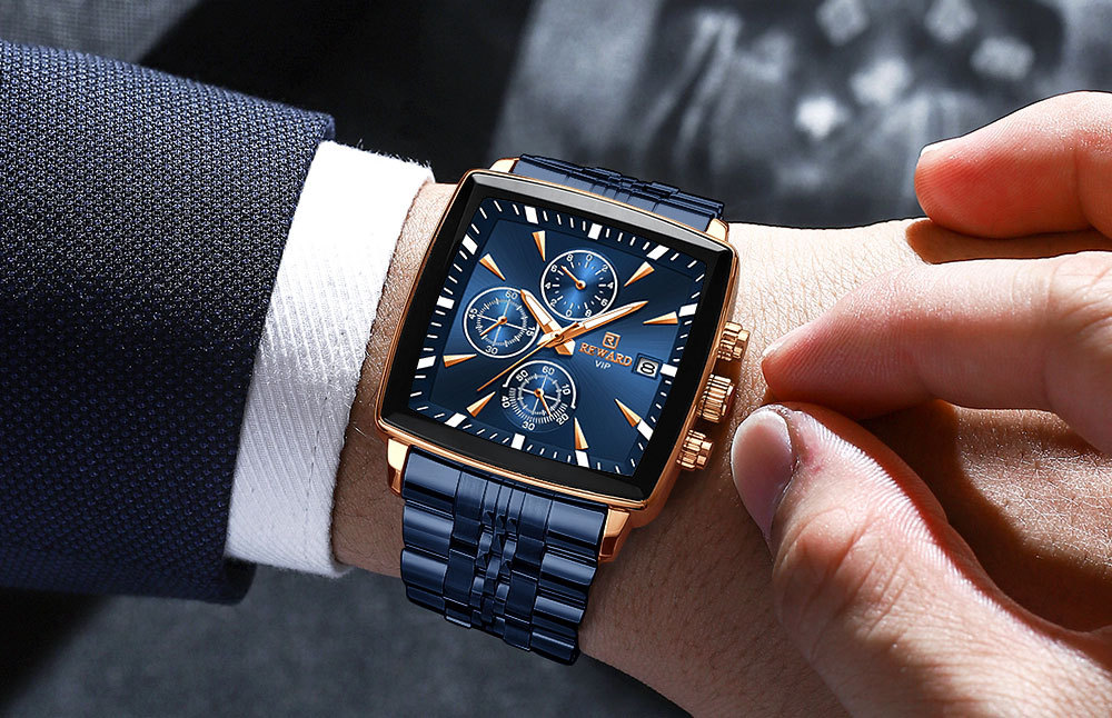 Belohnung High-End-Smart-Herrenuhr Multifunktions-Chronograph Business Herrenuhr wasserdicht leuchtender Kalender massives Stahlband_voghion.com