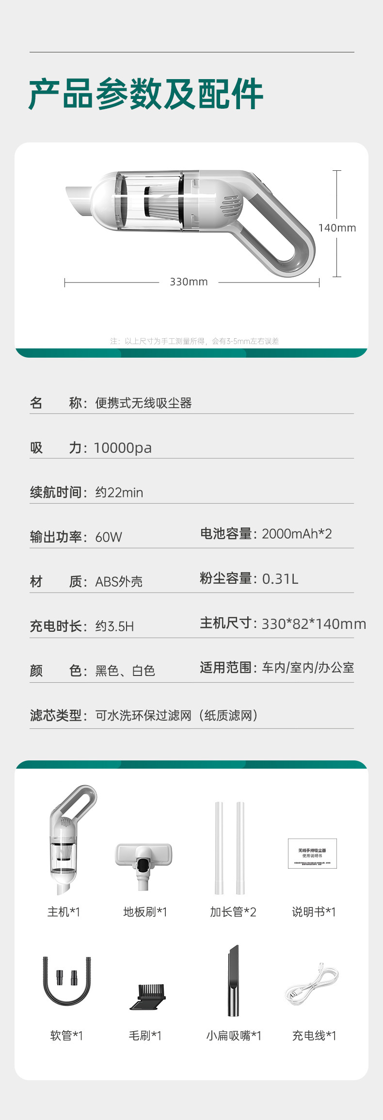 Handheld Wireless Vacuum Cleaner for Home and Car Use 2025, High Suction, Compact and Portable, Dual-Purpose for Car and Home Cleaning