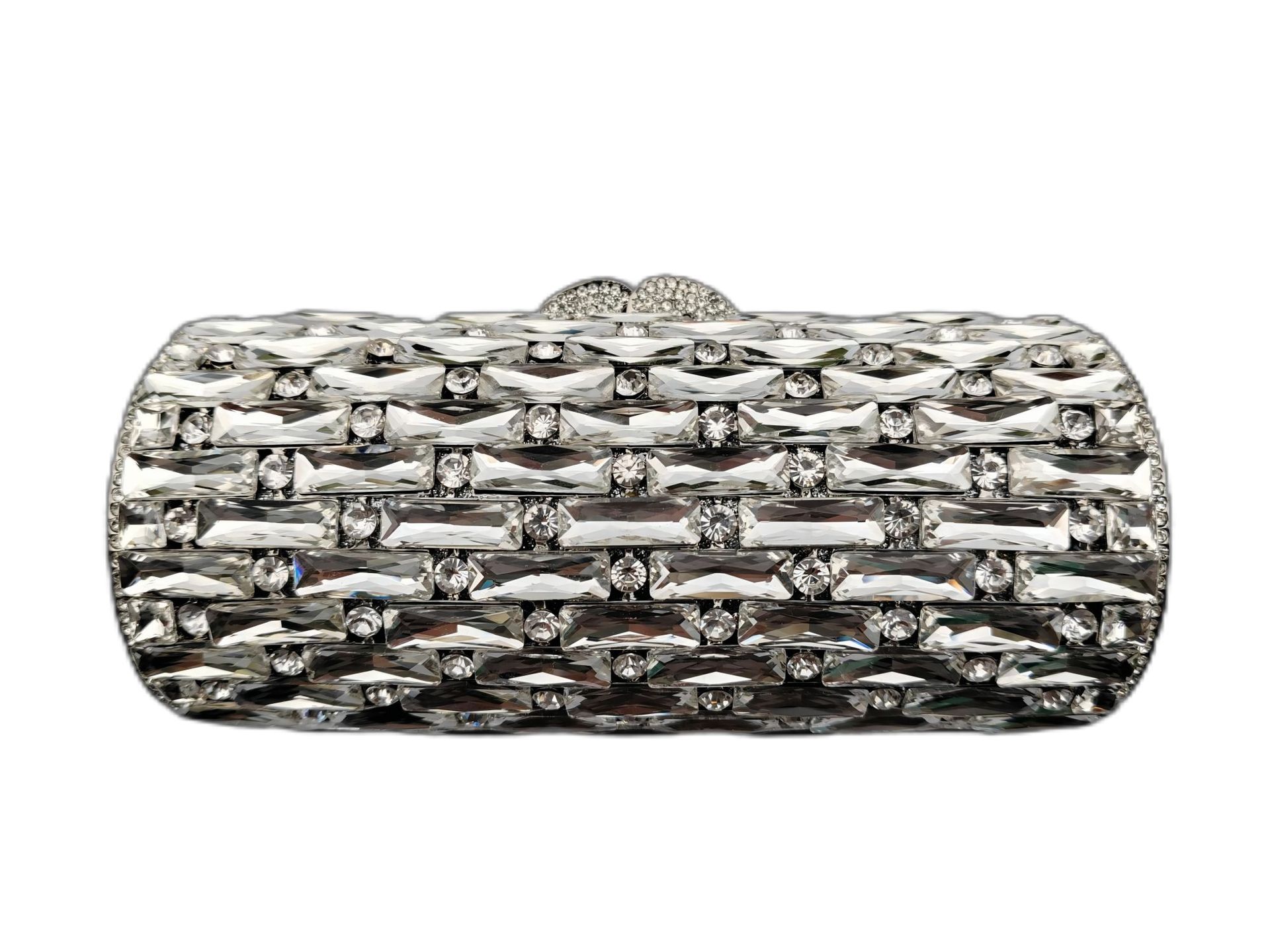 Túi clutch nữ đính kim cương hộp cứng cầm tay dạ tiệc — Hoa violet, Vàng Pha Lê, Nền vàng kim cương trắng, Vàng kim AB chi tiết 7